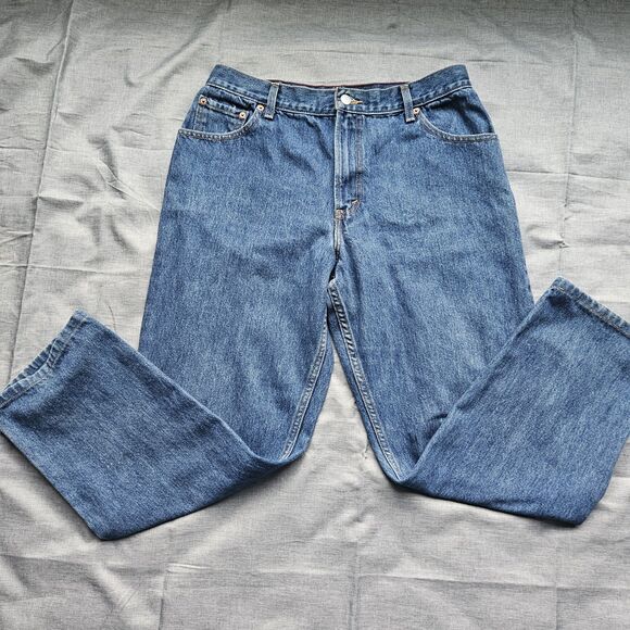Skies Are Blue Denim - Y2K Levi's 550 Relaxed Fit Jeans Womens 14M Blue Denim High Rise Tapered Leg 28"
